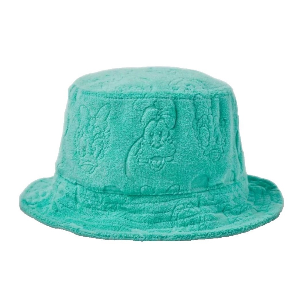Disney Bucket Hat Women OS Teal NEW Terry Cloth Mickey Mouse Embossed Parks